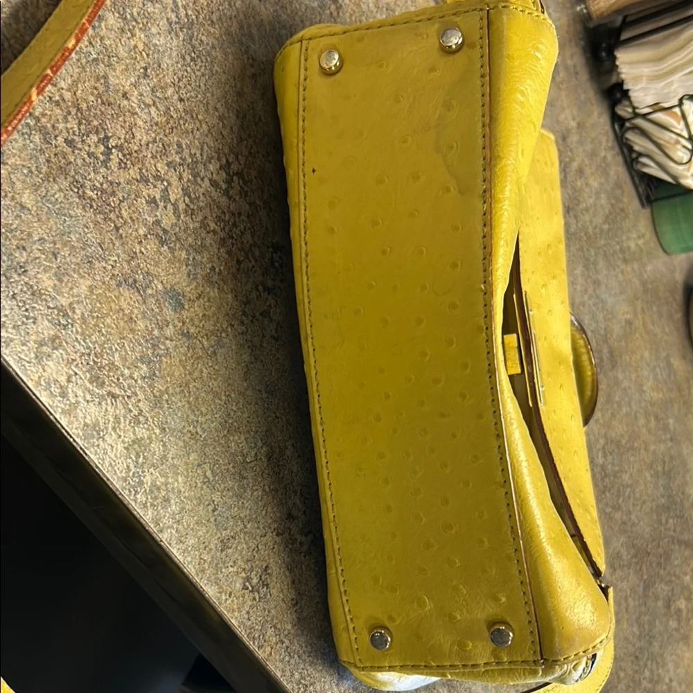 kate spade Yellow Ostrich-Texture Satchel with Top Handle